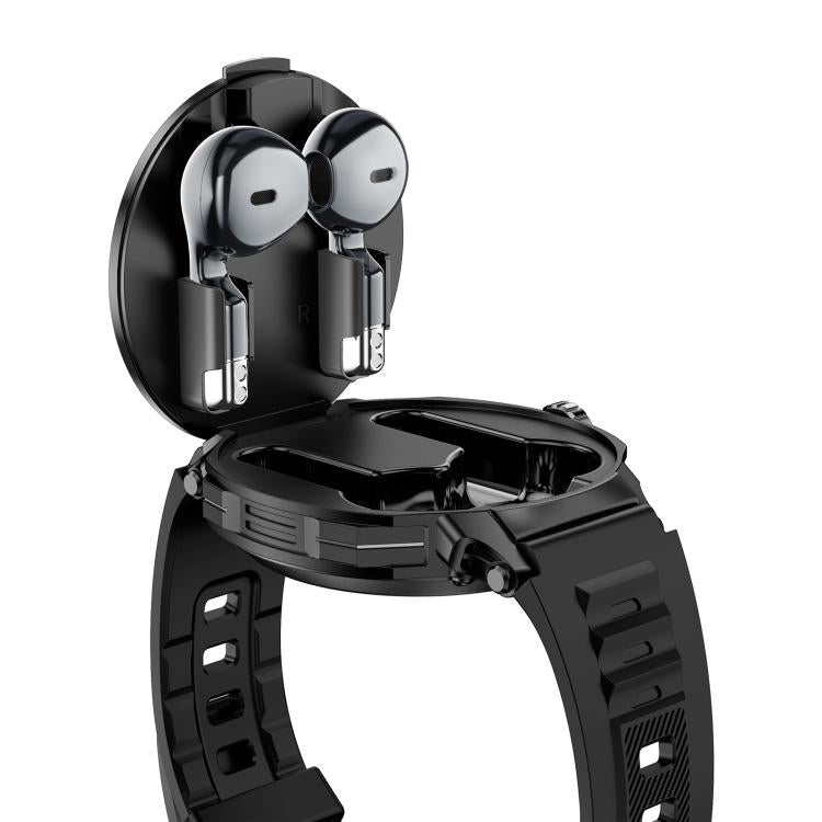 D11 1.46 inch 2 in 1 Bluetooth Earphone Smart Watch, Support Bluetooth Call / NFC / Heart Rate(Black) - Smart Watches by buy2fix | Online Shopping UK | buy2fix