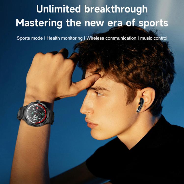 D11 1.46 inch 2 in 1 Bluetooth Earphone Smart Watch, Support Bluetooth Call / NFC / Heart Rate(Black) - Smart Watches by buy2fix | Online Shopping UK | buy2fix