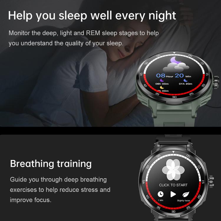 D11 1.46 inch 2 in 1 Bluetooth Earphone Smart Watch, Support Bluetooth Call / NFC / Heart Rate(Green) - Smart Watches by buy2fix | Online Shopping UK | buy2fix