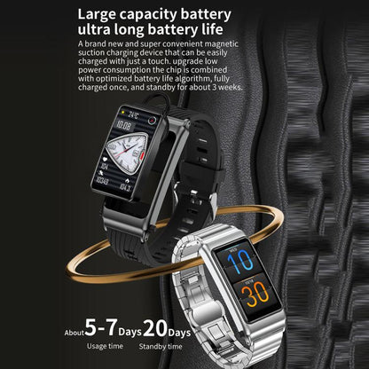 K80 1.57 inch Steel Band IP67 Earphone Detachable Smart Watch, Support Bluetooth Call(Black) - Smart Watches by buy2fix | Online Shopping UK | buy2fix