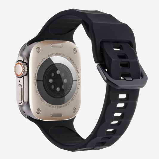 For Apple Watch 42mm / 41mm / 40mm / 38mm Kalebol Ripple Sports Silicone Strap(Black) - Watch Bands by Kalebol | Online Shopping UK | buy2fix