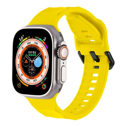For Apple Watch 42mm / 41mm / 40mm / 38mm Kalebol Ripple Sports Silicone Strap(Yellow) - Watch Bands by Kalebol | Online Shopping UK | buy2fix