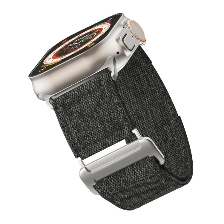 For Apple Watch 42mm / 41mm / 40mm / 38mm Kalebol Canvas Pattern Nylon Loop Strap(Black) - Watch Bands by Kalebol | Online Shopping UK | buy2fix