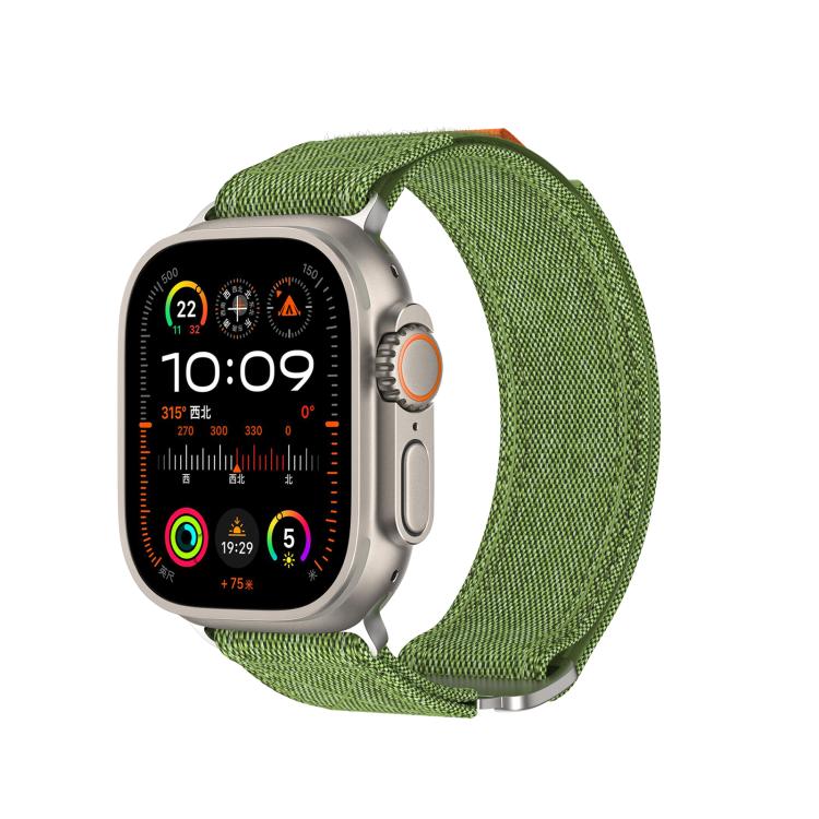 For Apple Watch 42mm / 41mm / 40mm / 38mm Kalebol Canvas Pattern Nylon Loop Strap(Army Green) - Watch Bands by Kalebol | Online Shopping UK | buy2fix