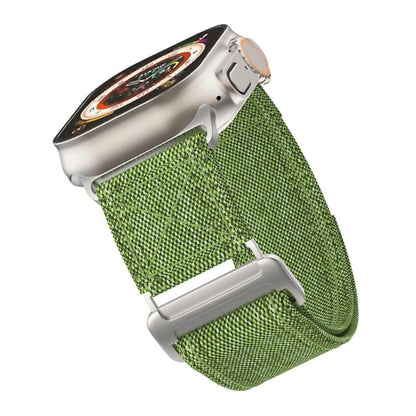 For Apple Watch 42mm / 41mm / 40mm / 38mm Kalebol Canvas Pattern Nylon Loop Strap(Army Green) - Watch Bands by Kalebol | Online Shopping UK | buy2fix