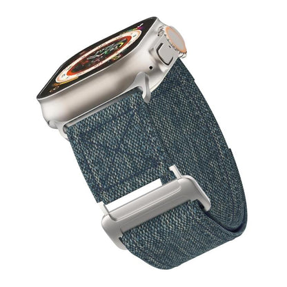 For Apple Watch 42mm / 41mm / 40mm / 38mm Kalebol Canvas Pattern Nylon Loop Strap(Blue) - Watch Bands by Kalebol | Online Shopping UK | buy2fix