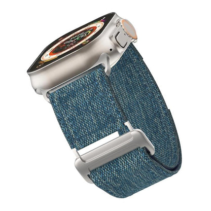 For Apple Watch 42mm / 41mm / 40mm / 38mm Kalebol Canvas Pattern Nylon Loop Strap(Light Blue) - Watch Bands by Kalebol | Online Shopping UK | buy2fix
