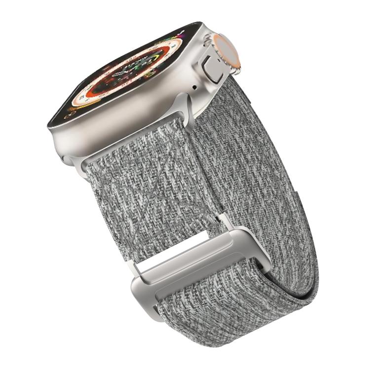 For Apple Watch 42mm / 41mm / 40mm / 38mm Kalebol Canvas Pattern Nylon Loop Strap(Light Grey) - Watch Bands by Kalebol | Online Shopping UK | buy2fix