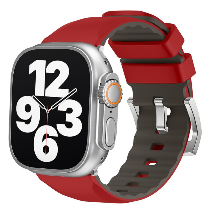 For Apple Watch 42mm / 41mm / 40mm / 38mm Kalebol Contrast Two-tone Silicone Strap(Red) - Watch Bands by Kalebol | Online Shopping UK | buy2fix