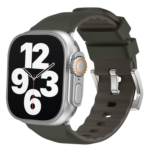 For Apple Watch 42mm / 41mm / 40mm / 38mm Kalebol Contrast Two-tone Silicone Strap(Dark Green) - Watch Bands by Kalebol | Online Shopping UK | buy2fix