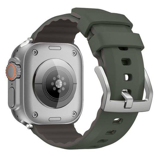 For Apple Watch 42mm / 41mm / 40mm / 38mm Kalebol Contrast Two-tone Silicone Strap(Dark Green) - Watch Bands by Kalebol | Online Shopping UK | buy2fix