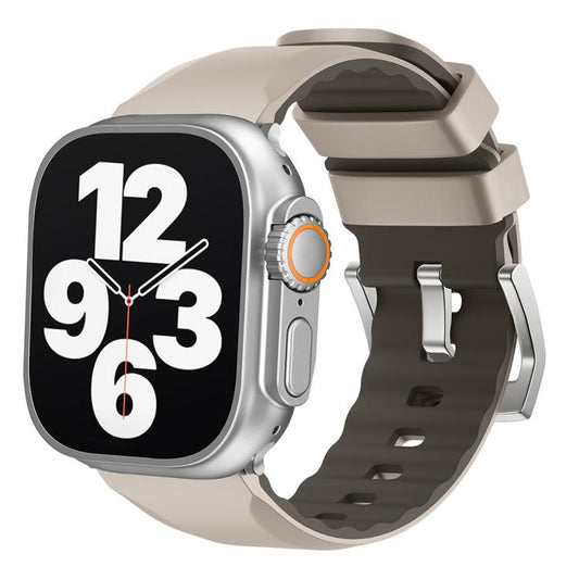For Apple Watch 42mm / 41mm / 40mm / 38mm Kalebol Contrast Two-tone Silicone Strap(Starlight) - Watch Bands by Kalebol | Online Shopping UK | buy2fix