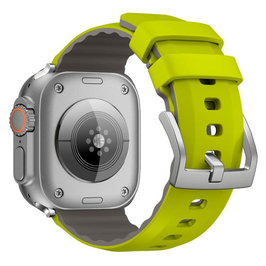 For Apple Watch 42mm / 41mm / 40mm / 38mm Kalebol Contrast Two-tone Silicone Strap(Fluorescent Green) - Watch Bands by Kalebol | Online Shopping UK | buy2fix