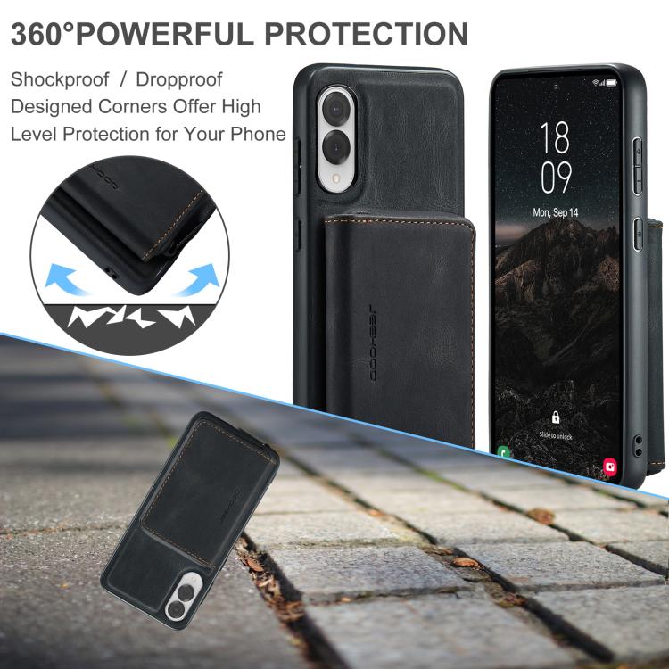 For Samsung Galaxy S25 Edge 5G JEEHOOD J02 Magnetic Zipper Horizontal Flip Leather Phone Case(Black) - Galaxy S25 Edge 5G Cases by JEEHOOD | Online Shopping UK | buy2fix