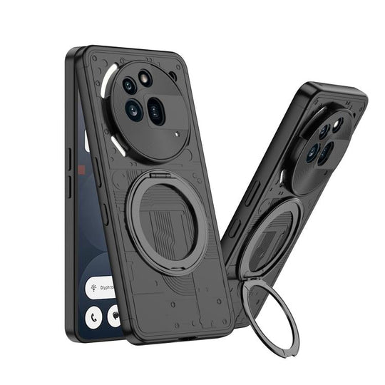 For Nothing Phone 3a Pro GKK Full Coverage MagSafe PC Phone Case with Holder(Black)