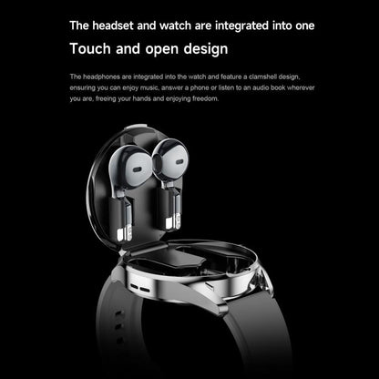 D9 1.46 inch 2 in 1 Bluetooth Earphone Smart Watch, Support Bluetooth Call / NFC / Heart Rate(Silver) - Smart Watches by buy2fix | Online Shopping UK | buy2fix