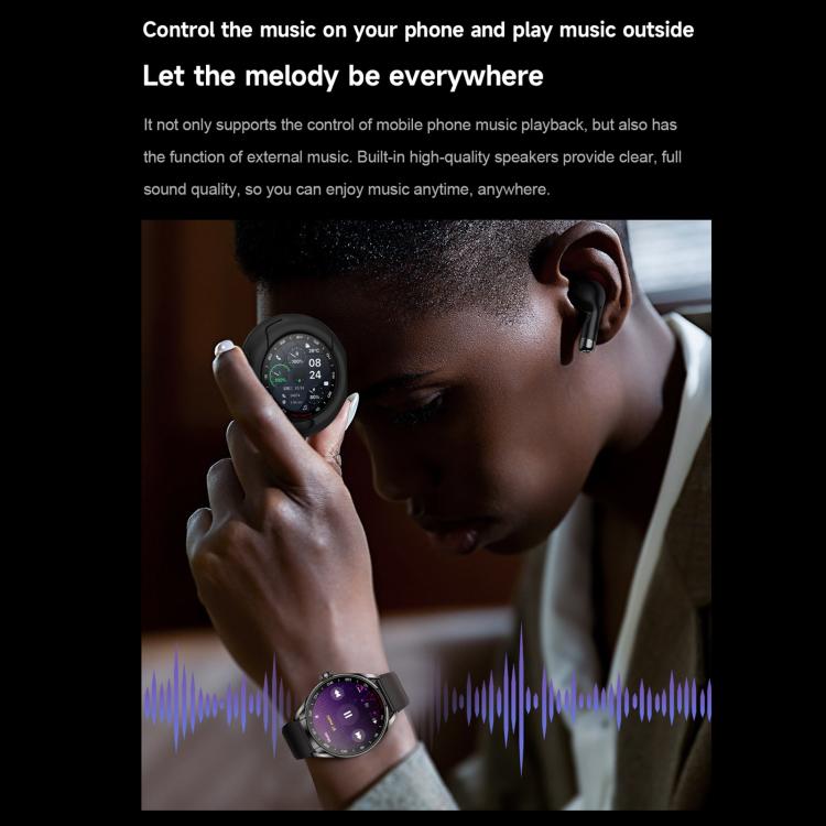 D9 1.46 inch 2 in 1 Bluetooth Earphone Smart Watch, Support Bluetooth Call / NFC / Heart Rate(Silver) - Smart Watches by buy2fix | Online Shopping UK | buy2fix