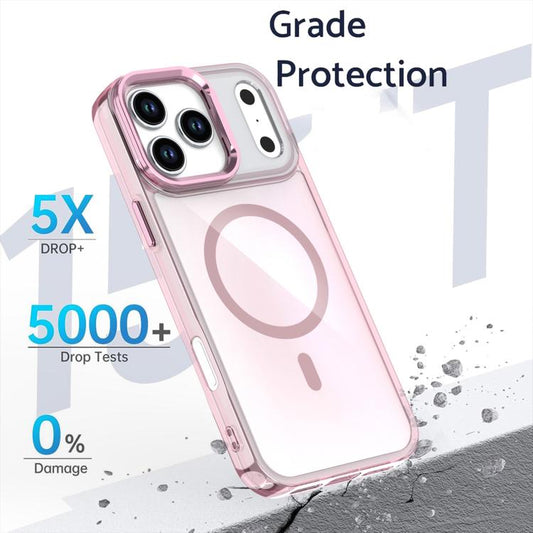 For iPhone 17 Pro Max Plating Gradient Discolor MagSafe Phone Case with Holder(Pink) - iPhone 17 Pro Max Cases by buy2fix | Online Shopping UK | buy2fix