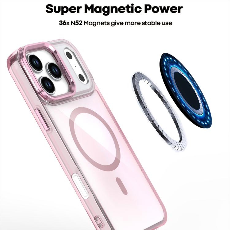 For iPhone 17 Pro Max Plating Gradient Discolor MagSafe Phone Case with Holder(Pink) - iPhone 17 Pro Max Cases by buy2fix | Online Shopping UK | buy2fix