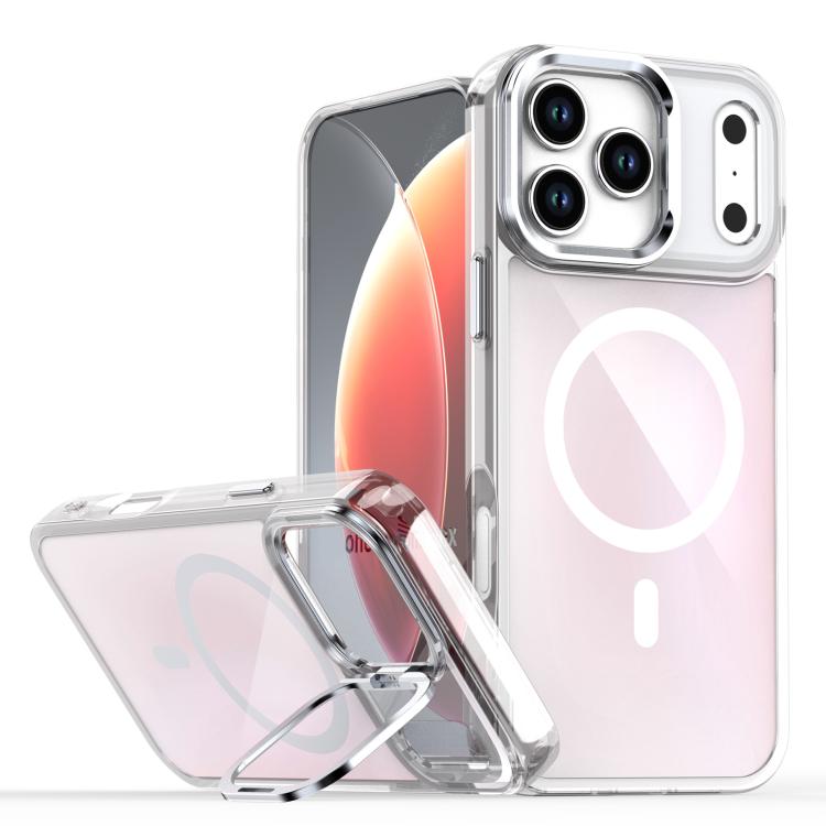 For iPhone 17 Pro Max Plating Gradient Discolor MagSafe Phone Case with Holder(White) - iPhone 17 Pro Max Cases by buy2fix | Online Shopping UK | buy2fix