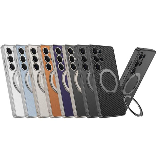 For Samsung Galaxy S25 Ultra 5G GKK Metal Paint Skin Feel Leather MagSafe Holder Phone Case(Titanium Grey) - Galaxy S25 Ultra 5G Cases by GKK | Online Shopping UK | buy2fix