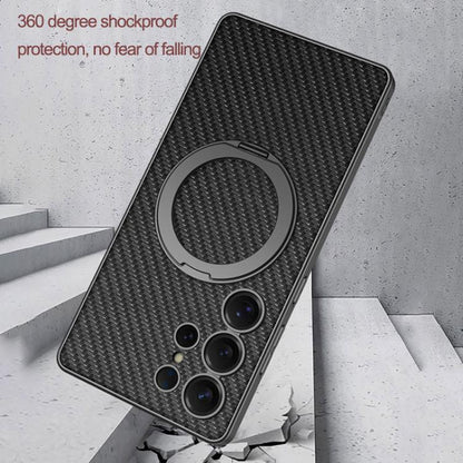 For Samsung Galaxy S25 Ultra 5G GKK Metal Paint Skin Feel Leather MagSafe Holder Phone Case(Titanium Black) - Galaxy S25 Ultra 5G Cases by GKK | Online Shopping UK | buy2fix