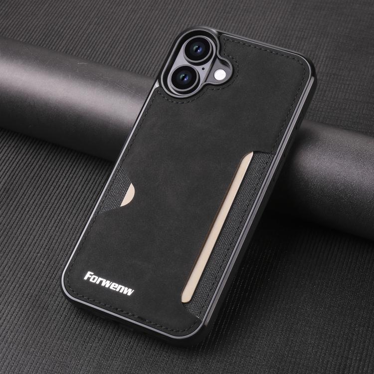 For iPhone 16 Plus Forwenw F5 Series Integrated Card Bag Phone Case(Black) - iPhone 16 Plus Cases by Forwenw | Online Shopping UK | buy2fix