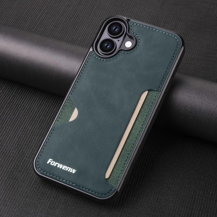 For iPhone 16 Plus Forwenw F5 Series Integrated Card Bag Phone Case(Green) - iPhone 16 Plus Cases by Forwenw | Online Shopping UK | buy2fix