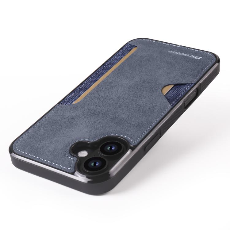 For iPhone 16 Plus Forwenw F5 Series Integrated Card Bag Phone Case(Blue) - iPhone 16 Plus Cases by Forwenw | Online Shopping UK | buy2fix