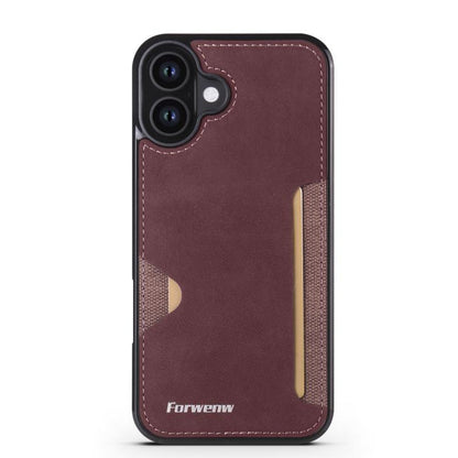 For iPhone 16 Plus Forwenw F5 Series Integrated Card Bag Phone Case(Red) - iPhone 16 Plus Cases by Forwenw | Online Shopping UK | buy2fix