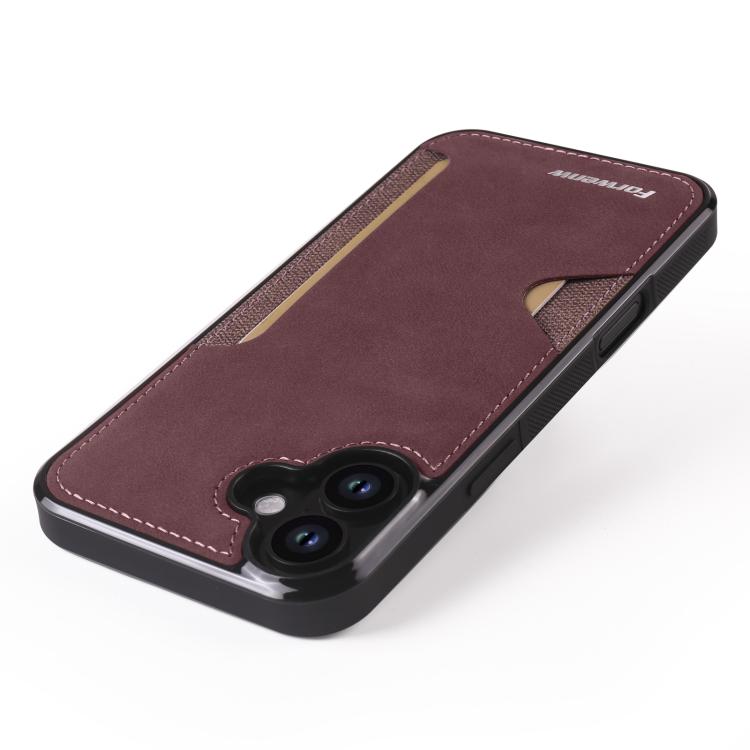 For iPhone 16 Forwenw F5 Series Integrated Card Bag Phone Case(Red) - iPhone 16 Cases by Forwenw | Online Shopping UK | buy2fix