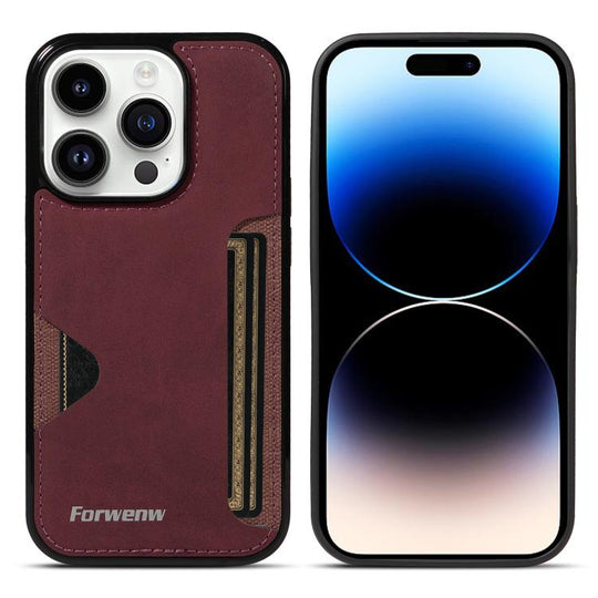 For iPhone 14 Pro Forwenw F5 Series Integrated Card Bag Phone Case(Red)