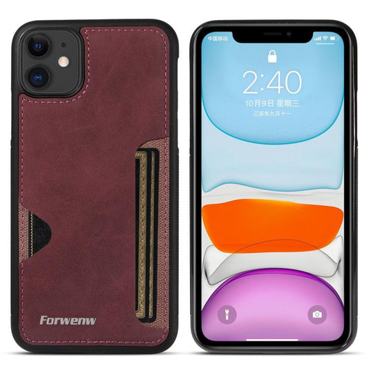 For iPhone 11 Forwenw F5 Series Integrated Card Bag Phone Case(Red)
