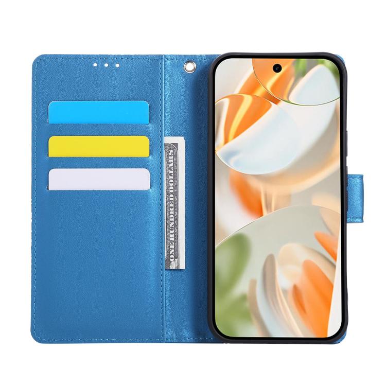 For Google Pixel 10 / 10 Pro Rose Flower Embossed 3-Card Slots Leather Phone Case(Blue) - Google Cases by buy2fix | Online Shopping UK | buy2fix