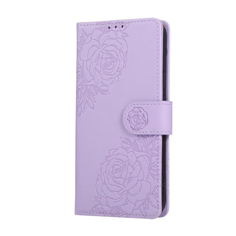 For Google Pixel 10 / 10 Pro Rose Flower Embossed 3-Card Slots Leather Phone Case(Purple) - Google Cases by buy2fix | Online Shopping UK | buy2fix