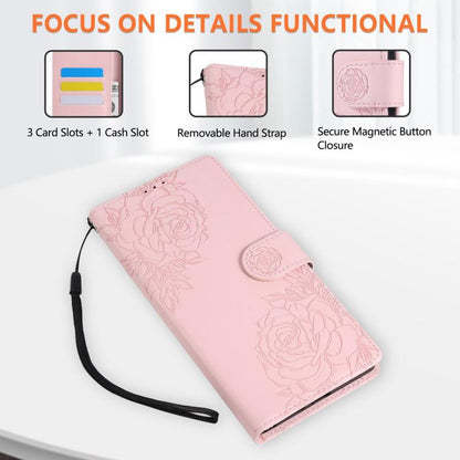For Google Pixel 10 Pro XL Rose Flower Embossed 3-Card Slots Leather Phone Case(Pink) - Google Cases by buy2fix | Online Shopping UK | buy2fix