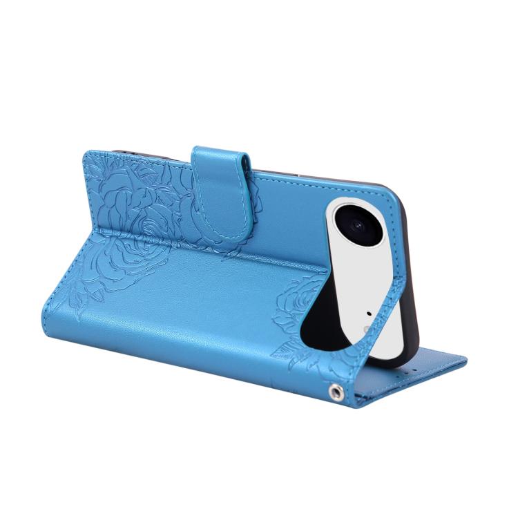 For iPhone Air Rose Flower Embossed 3-Card Slots Leather Phone Case(Blue) - iPhone Air Cases by buy2fix | Online Shopping UK | buy2fix