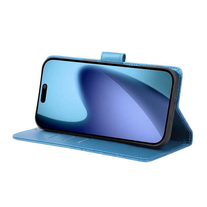 For iPhone Air Rose Flower Embossed 3-Card Slots Leather Phone Case(Blue) - iPhone Air Cases by buy2fix | Online Shopping UK | buy2fix