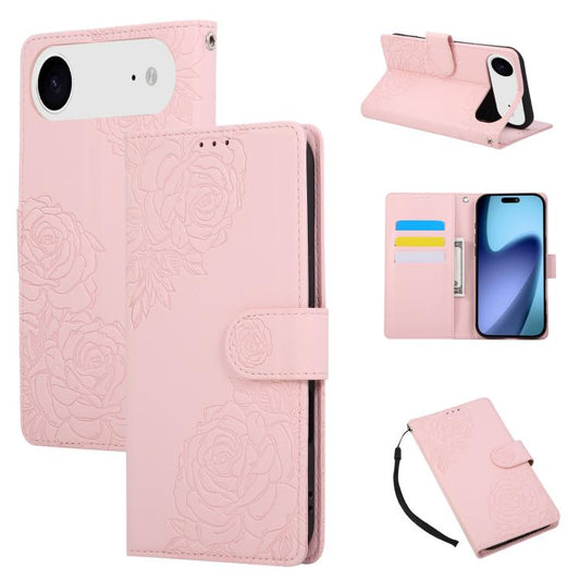 For iPhone Air Rose Flower Embossed 3-Card Slots Leather Phone Case(Pink) - iPhone Air Cases by buy2fix | Online Shopping UK | buy2fix