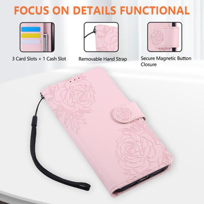 For iPhone Air Rose Flower Embossed 3-Card Slots Leather Phone Case(Pink) - iPhone Air Cases by buy2fix | Online Shopping UK | buy2fix