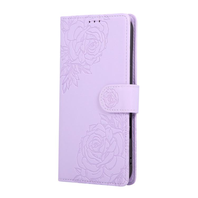 For iPhone Air Rose Flower Embossed 3-Card Slots Leather Phone Case(Purple) - iPhone Air Cases by buy2fix | Online Shopping UK | buy2fix