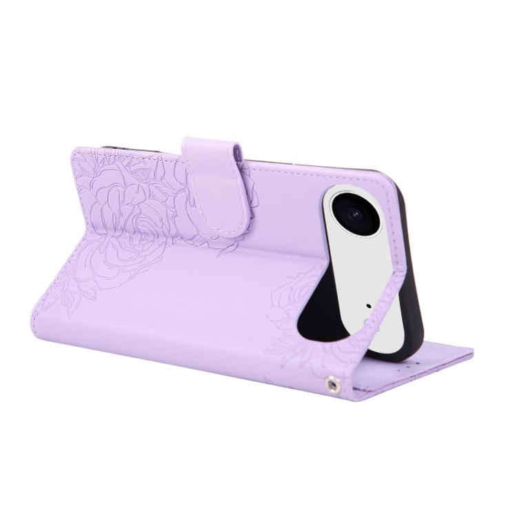 For iPhone Air Rose Flower Embossed 3-Card Slots Leather Phone Case(Purple) - iPhone Air Cases by buy2fix | Online Shopping UK | buy2fix