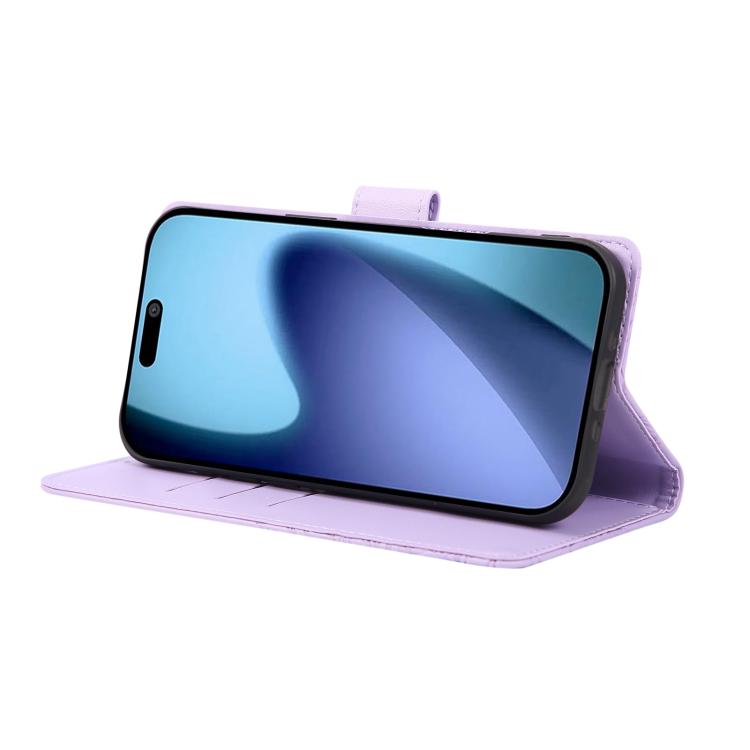 For iPhone Air Rose Flower Embossed 3-Card Slots Leather Phone Case(Purple) - iPhone Air Cases by buy2fix | Online Shopping UK | buy2fix