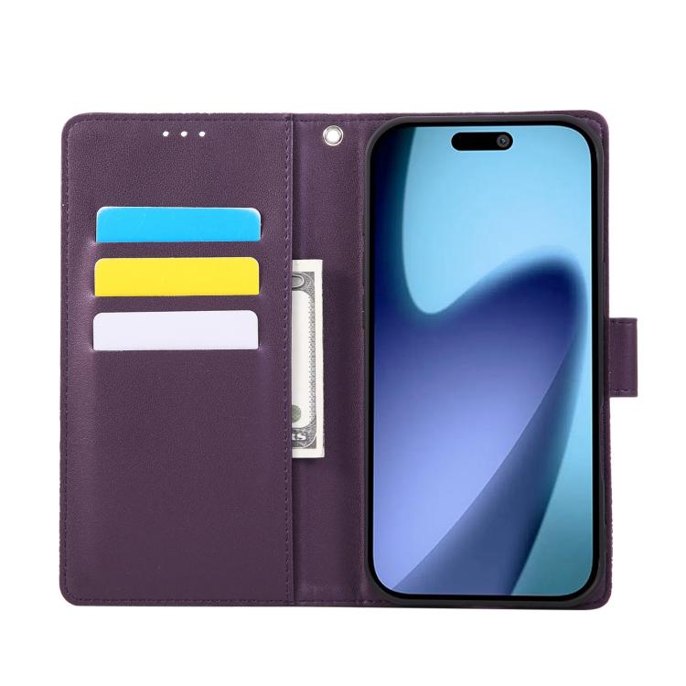 For iPhone Air Rose Flower Embossed 3-Card Slots Leather Phone Case(Deep Purple) - iPhone Air Cases by buy2fix | Online Shopping UK | buy2fix