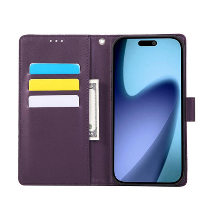 For iPhone Air Rose Flower Embossed 3-Card Slots Leather Phone Case(Deep Purple) - iPhone Air Cases by buy2fix | Online Shopping UK | buy2fix