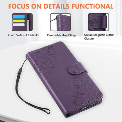 For iPhone Air Rose Flower Embossed 3-Card Slots Leather Phone Case(Deep Purple) - iPhone Air Cases by buy2fix | Online Shopping UK | buy2fix