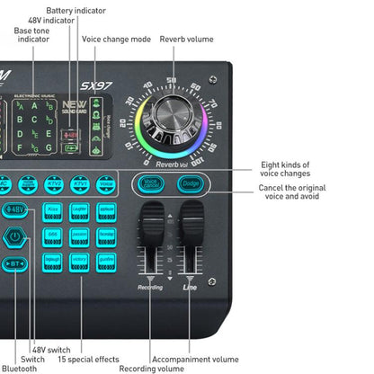 SX97 Multi-function Professional Mixer Live Streaming Sound Card(Black) - Live Sound Effects Processors by buy2fix | Online Shopping UK | buy2fix