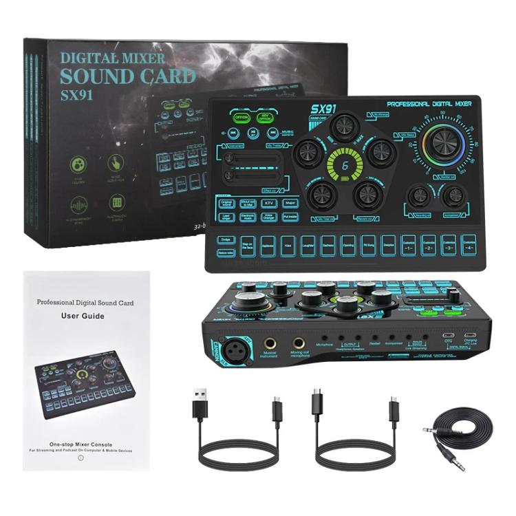 SX91 Multi-function Professional Mixer Mobile Phone Computer Live Streaming Sound Card(Black) - Live Sound Effects Processors by buy2fix | Online Shopping UK | buy2fix