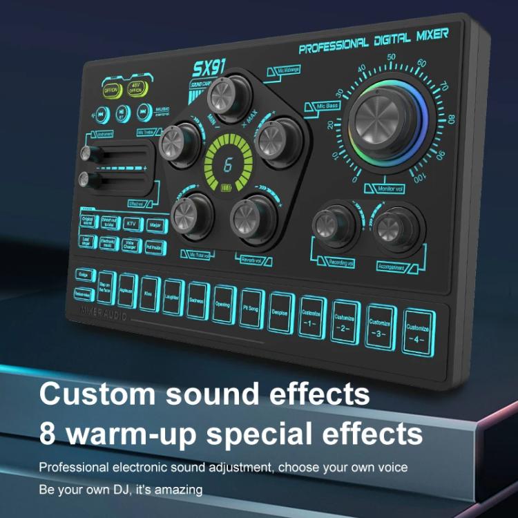 SX91 Multi-function Professional Mixer Mobile Phone Computer Live Streaming Sound Card(Black) - Live Sound Effects Processors by buy2fix | Online Shopping UK | buy2fix