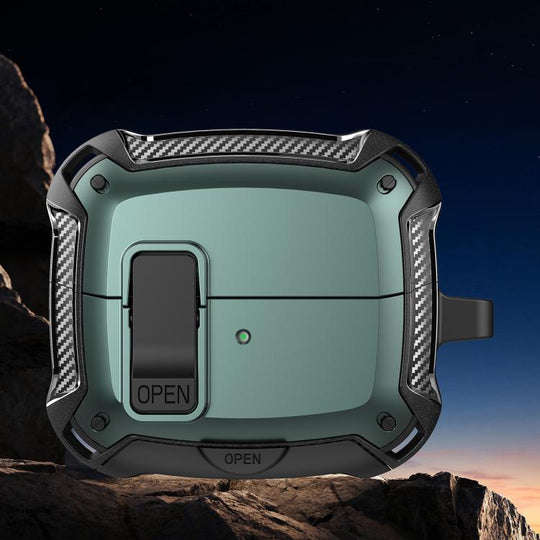 For Samsung Galaxy Buds3 / Buds3 Pro Bumblebee Shockproof Earphones Case with Hook & Holder(Black Green)